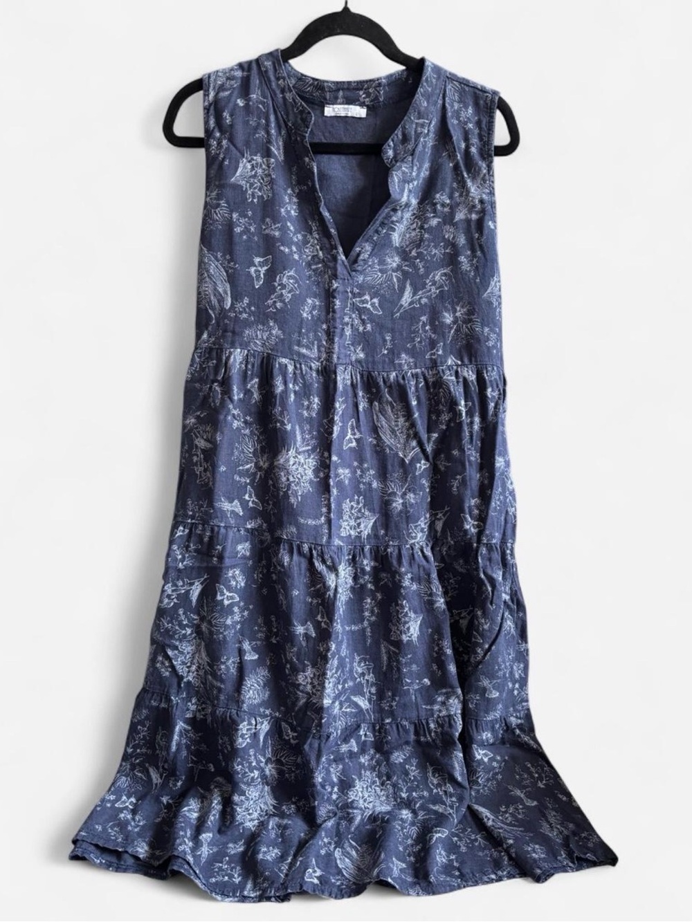 Rosemarine Italy tiered linen dress size L